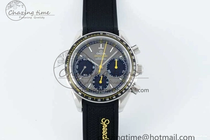 0304 ZipUp Speedmaster Racing Master SS HKF Best Edition Gray Black Dial on Black Rubber Strap A 7811